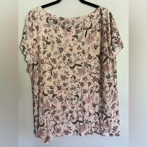 Lauren Ralph Lauren Women's Short Sleeve Floral Linen Blend Top Shirt Size‎ 1X